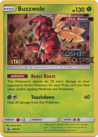 Buzzwole (SM218) (Staff Prerelease Promo) [Sun & Moon: Black Star Promos] | Mindsight Gaming