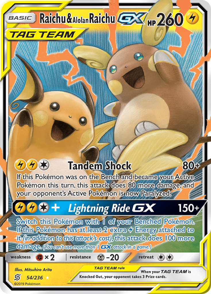 Raichu & Alolan Raichu GX (54/236) [Sun & Moon: Unified Minds] | Mindsight Gaming