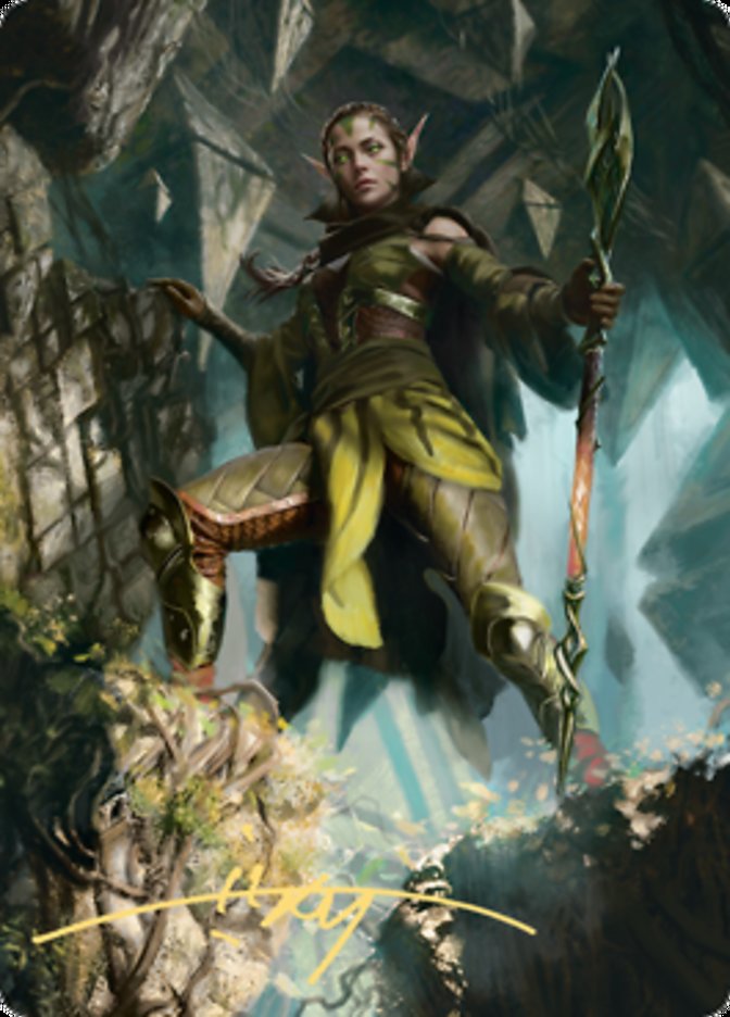 Nissa of Shadowed Boughs 1 Art Card (Gold-Stamped Signature) [Zendikar Rising Art Series] | Mindsight Gaming