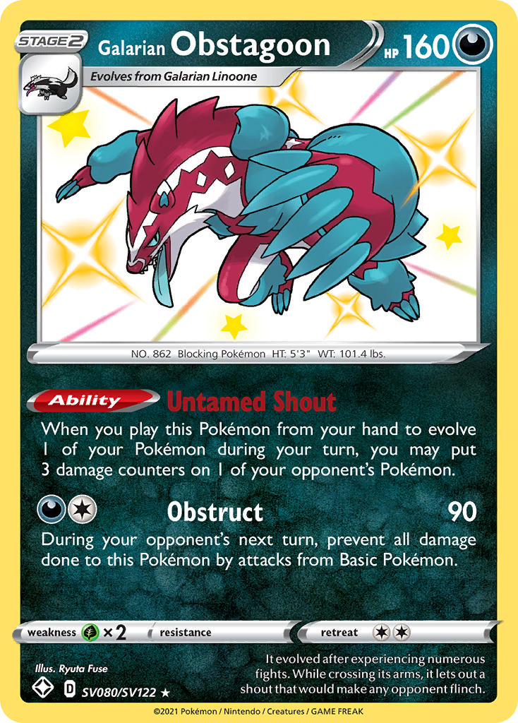 Galarian Obstagoon (SV080/SV122) [Sword & Shield: Shining Fates] | Mindsight Gaming