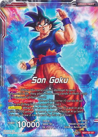 Son Goku // Ultra Instinct Son Goku, Hero of Universe 7 (Starter Deck Exclusive) (SD11-01) [Universal Onslaught] | Mindsight Gaming