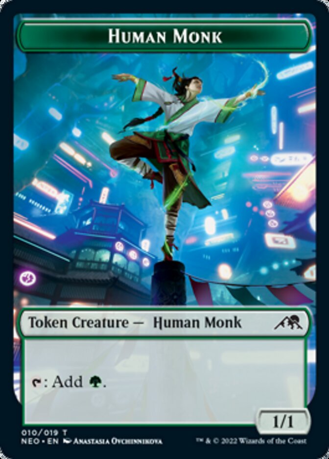 Spirit (002) // Human Monk Double-sided Token [Kamigawa: Neon Dynasty Tokens] | Mindsight Gaming