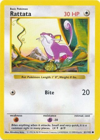 Rattata (61/102) [Base Set Shadowless Unlimited] | Mindsight Gaming