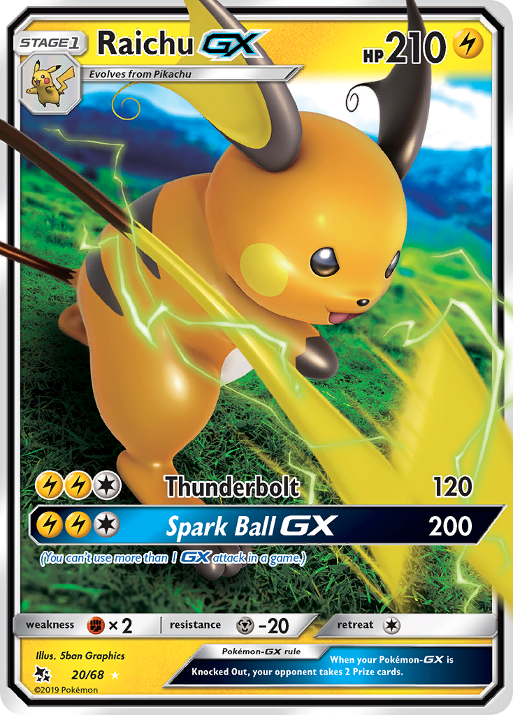 Raichu GX (20/68) [Sun & Moon: Hidden Fates] | Mindsight Gaming