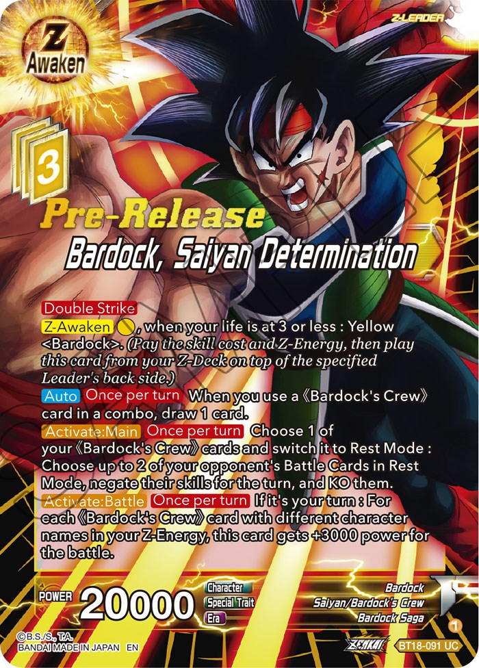 Bardock, Saiyan Determination (BT18-091) [Dawn of the Z-Legends Prerelease Promos] | Mindsight Gaming