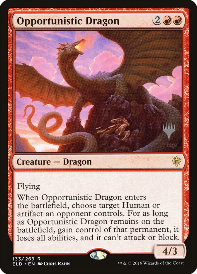 Opportunistic Dragon (Promo Pack) [Throne of Eldraine Promos] | Mindsight Gaming