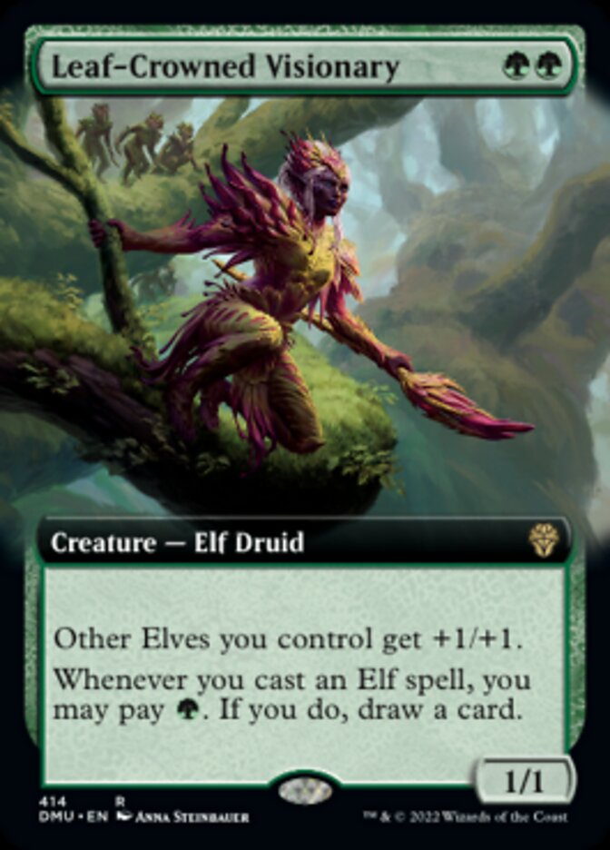 Leaf-Crowned Visionary (Extended Art) [Dominaria United] | Mindsight Gaming