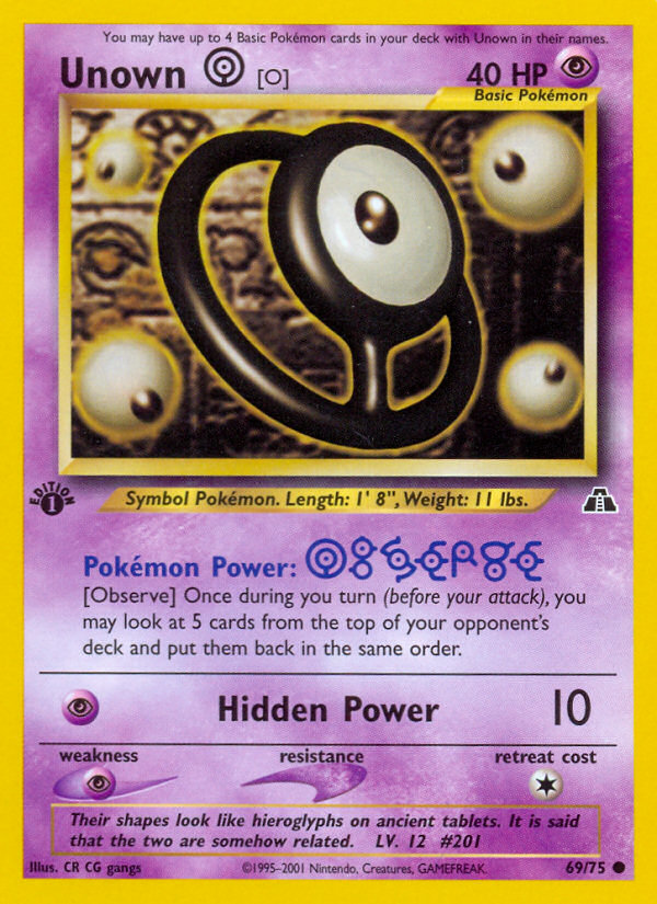 Unown [O] (69/75) [Neo Discovery 1st Edition] | Mindsight Gaming