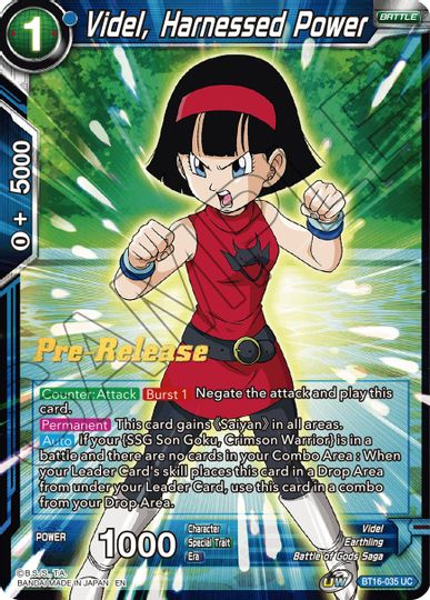 Videl, Harnessed Power (BT16-035) [Realm of the Gods Prerelease Promos] | Mindsight Gaming