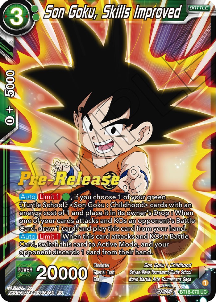 Son Goku, Skills Improved (BT18-070) [Dawn of the Z-Legends Prerelease Promos] | Mindsight Gaming