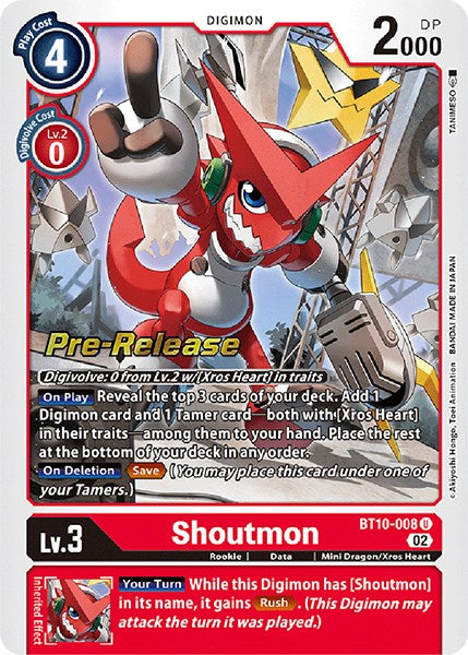 Shoutmon [BT10-008] [Xros Encounter Pre-Release Cards] | Mindsight Gaming