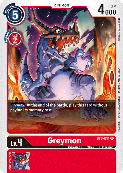 Greymon [BT3-011] [Release Special Booster Ver.1.5] | Mindsight Gaming