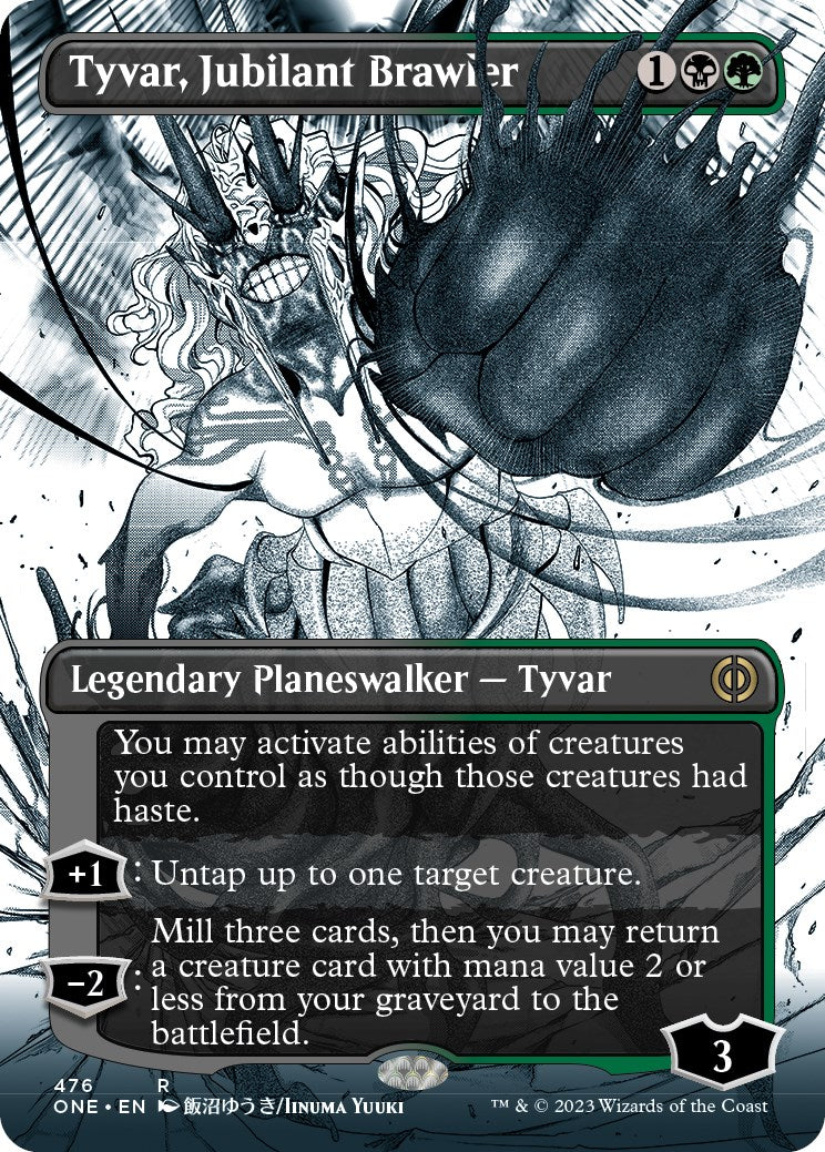 Tyvar, Jubilant Brawler (Borderless Manga Step-and-Compleat Foil) [Phyrexia: All Will Be One] | Mindsight Gaming
