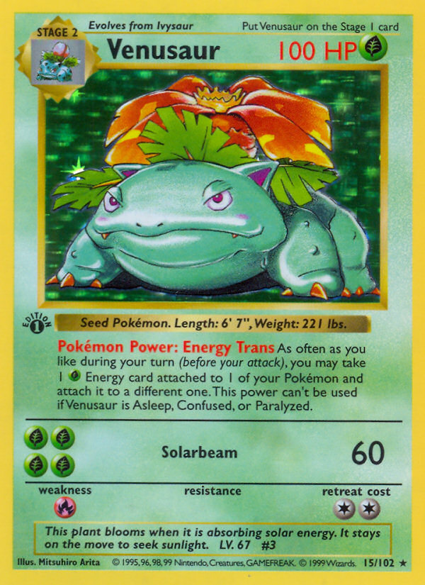 Venusaur (15/102) (Shadowless) [Base Set 1st Edition] | Mindsight Gaming