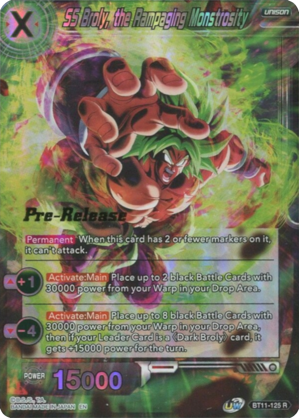 SS Broly, the Rampaging Monstrosity (BT11-125) [Vermilion Bloodline Prerelease Promos] | Mindsight Gaming