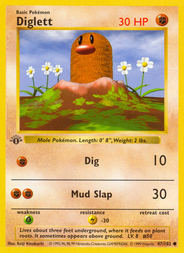 Diglett (47/102) (Shadowless) [Base Set 1st Edition] | Mindsight Gaming