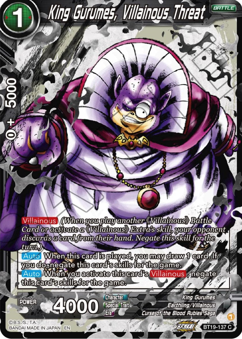 King Gurumes, Villainous Threat (BT19-137) [Fighter's Ambition] | Mindsight Gaming