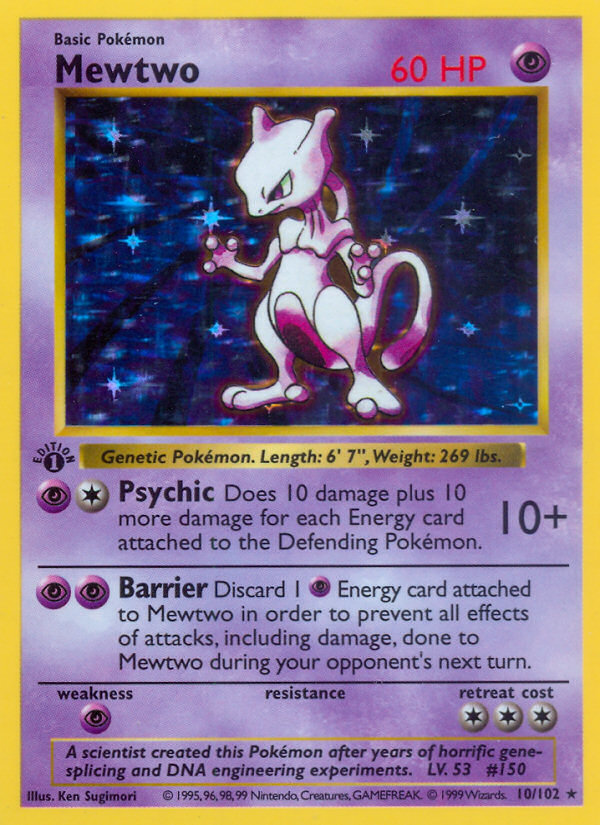 Mewtwo (10/102) (Shadowless) [Base Set 1st Edition] | Mindsight Gaming