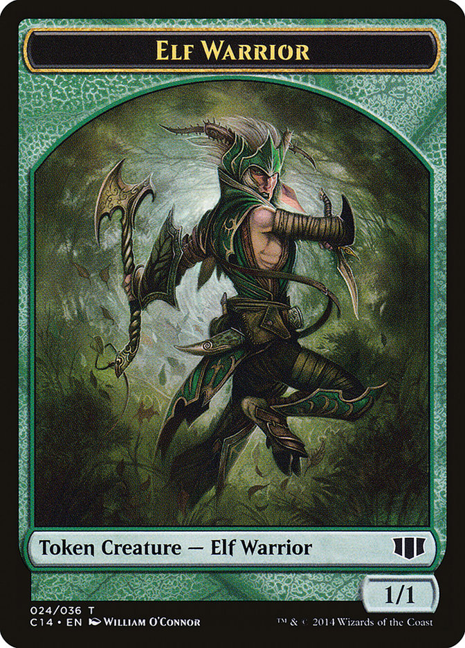 Elephant // Elf Warrior Double-sided Token [Commander 2014 Tokens] | Mindsight Gaming