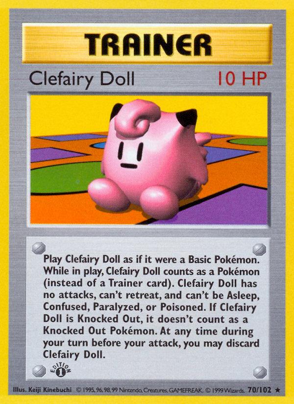 Clefairy Doll (70/102) (Shadowless) [Base Set 1st Edition] | Mindsight Gaming