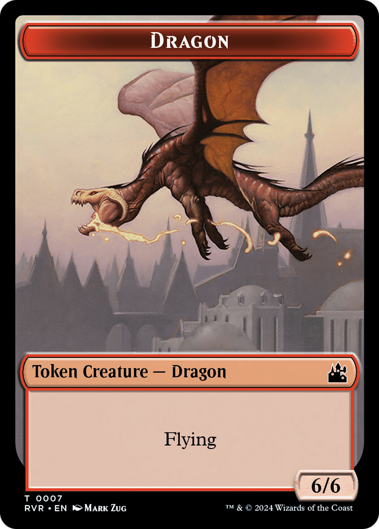 Spirit (0018) // Dragon Double-Sided Token [Ravnica Remastered Tokens] | Mindsight Gaming