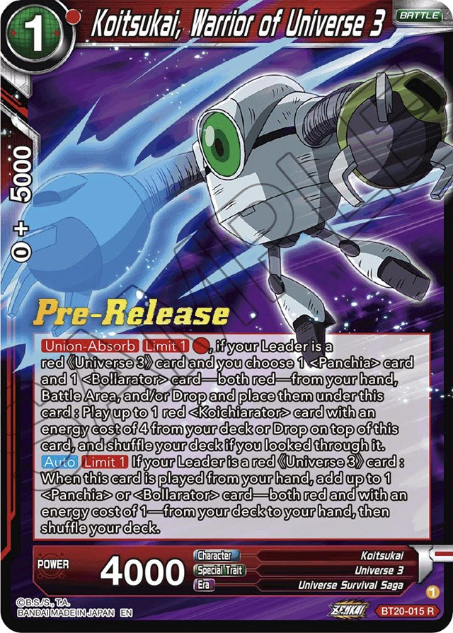 Koitsukai, Warrior of Universe 3 (BT20-015) [Power Absorbed Prerelease Promos] | Mindsight Gaming