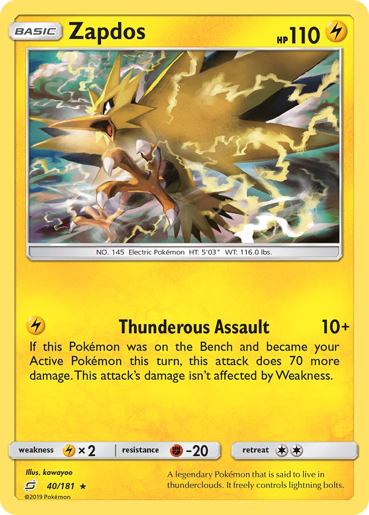 Zapdos (40/181) (Theme Deck Exclusive) [Sun & Moon: Team Up] | Mindsight Gaming