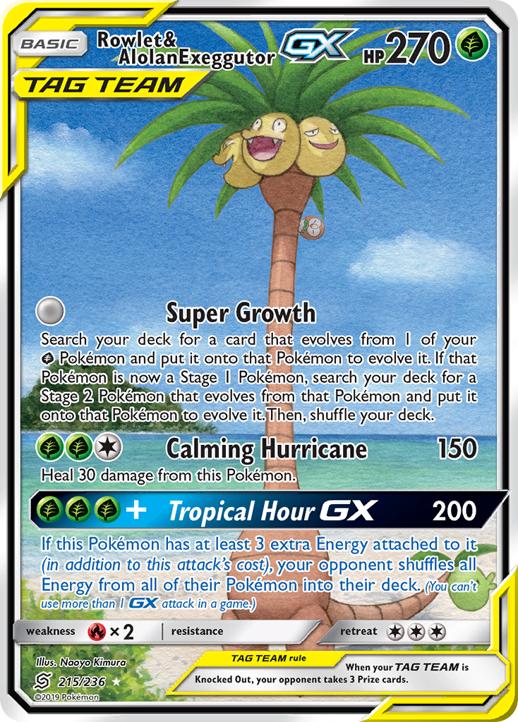 Rowlet & Alolan Exeggutor GX (215/236) [Sun & Moon: Unified Minds] | Mindsight Gaming