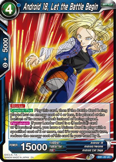 Android 18, Let the Battle Begin (EB1-20) [Battle Evolution Booster] | Mindsight Gaming