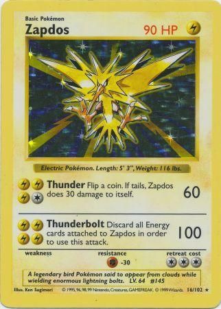 Zapdos (16/102) [Base Set Shadowless Unlimited] | Mindsight Gaming