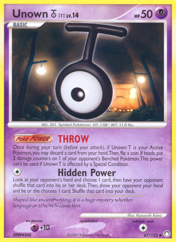 Unown T (67/123) [Diamond & Pearl: Mysterious Treasures] | Mindsight Gaming