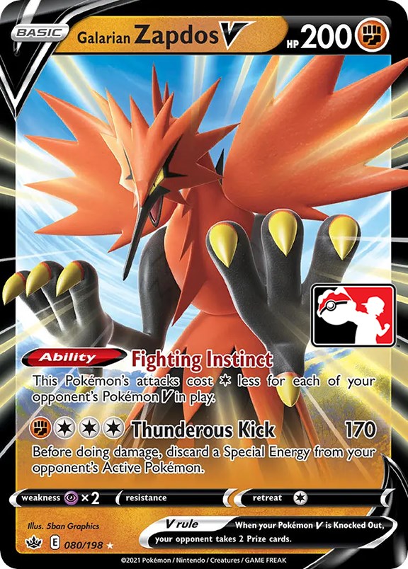 Galarian Zapdos V (080/198) [Prize Pack Series One] | Mindsight Gaming