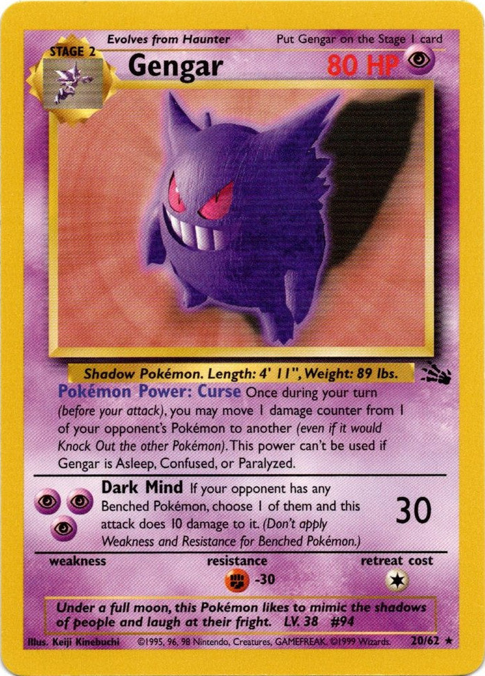 Gengar (20/62) [Fossil Unlimited] | Mindsight Gaming