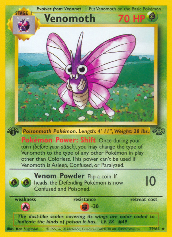 Venomoth (29/64) [Jungle 1st Edition] | Mindsight Gaming