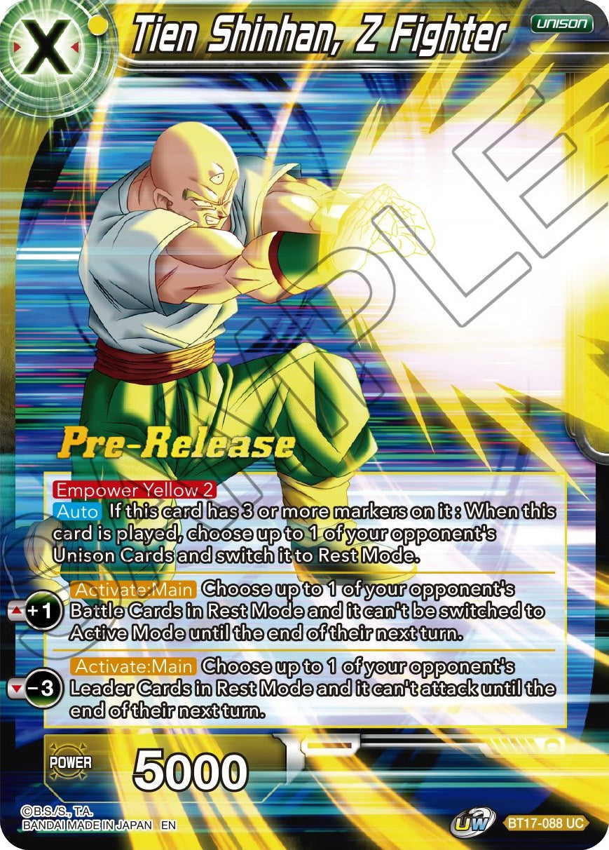 Tien Shinhan, Z Fighter (BT17-088) [Ultimate Squad Prerelease Promos] | Mindsight Gaming