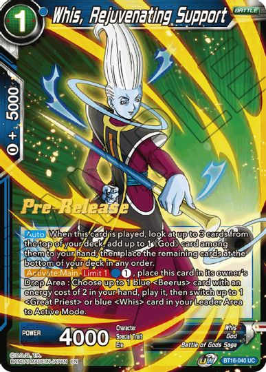 Whis, Rejuvenating Support (BT16-040) [Realm of the Gods Prerelease Promos] | Mindsight Gaming