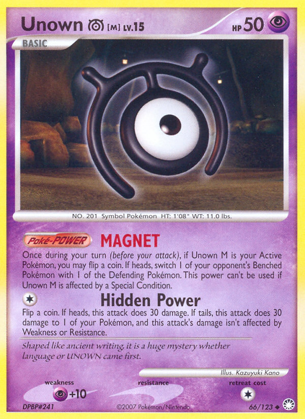 Unown M (66/123) [Diamond & Pearl: Mysterious Treasures] | Mindsight Gaming