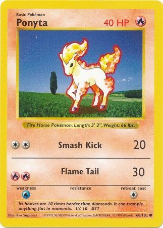 Ponyta (60/102) [Base Set Shadowless Unlimited] | Mindsight Gaming