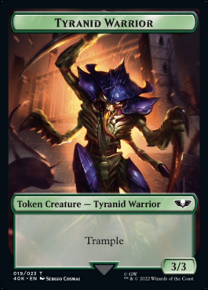 Tyranid (017) // Tyranid Warrior Double-sided Token (Surge Foil) [Universes Beyond: Warhammer 40,000 Tokens] | Mindsight Gaming