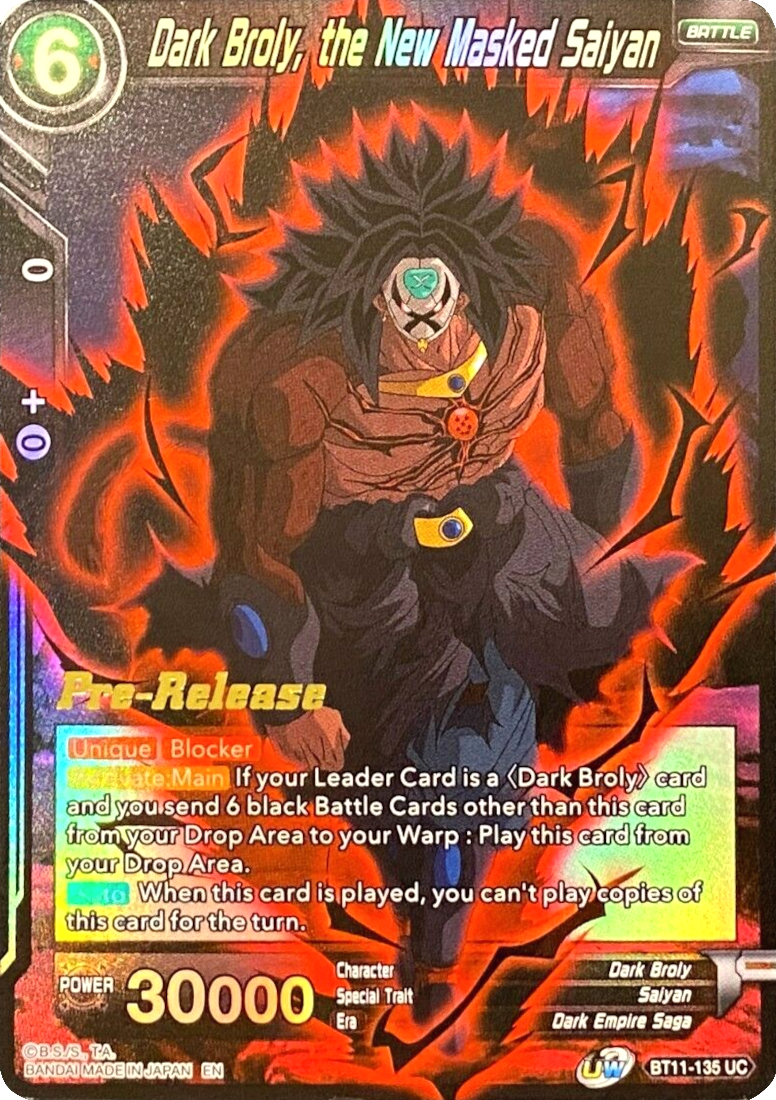 Dark Broly, the New Masked Saiyan (BT11-135) [Vermilion Bloodline Prerelease Promos] | Mindsight Gaming