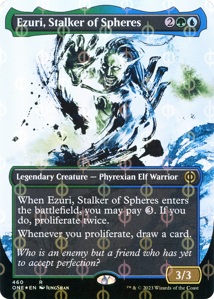 Ezuri, Stalker of Spheres (Borderless Ichor Step-and-Compleat Foil) [Phyrexia: All Will Be One] | Mindsight Gaming