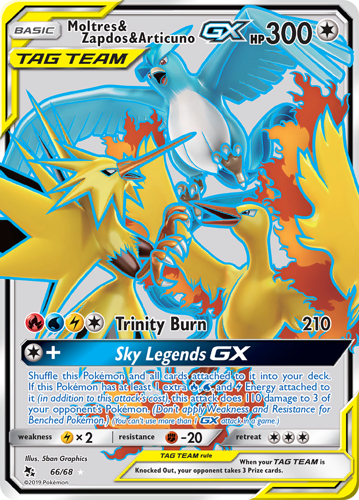 Moltres & Zapdos & Articuno GX (66/68) [Sun & Moon: Hidden Fates] | Mindsight Gaming