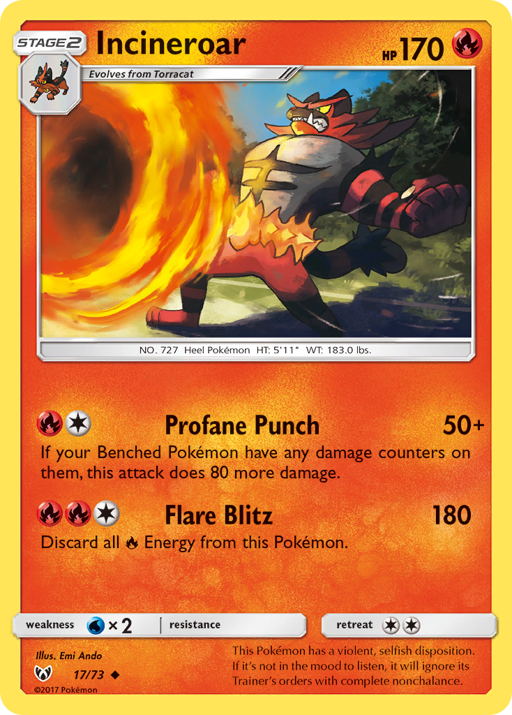 Incineroar (17/73) [Sun & Moon: Shining Legends] | Mindsight Gaming