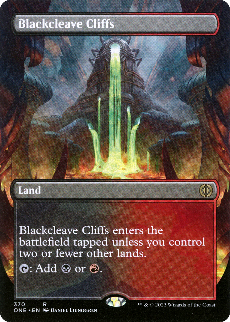 Blackcleave Cliffs (Borderless Alternate Art) [Phyrexia: All Will Be One] | Mindsight Gaming