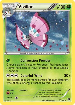 Vivillon (17/146) (Meadow Form/Pink Wings) (Cosmos Holo) [XY: Base Set] | Mindsight Gaming