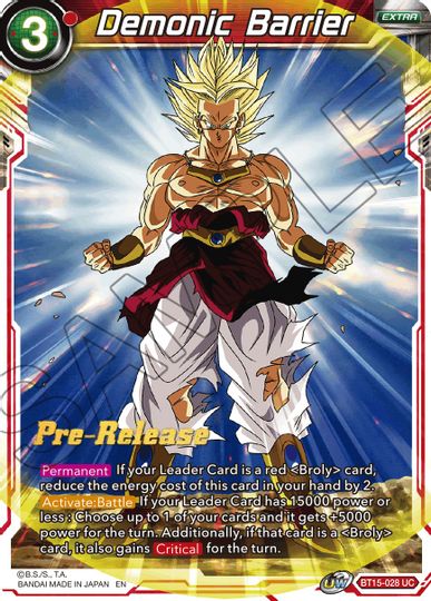 Demonic Barrier (BT15-028) [Saiyan Showdown Prerelease Promos] | Mindsight Gaming