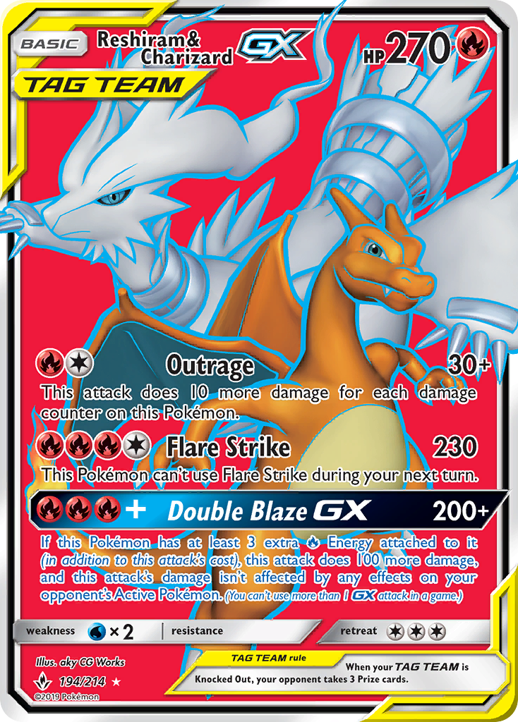 Reshiram & Charizard GX (194/214) [Sun & Moon: Unbroken Bonds] | Mindsight Gaming