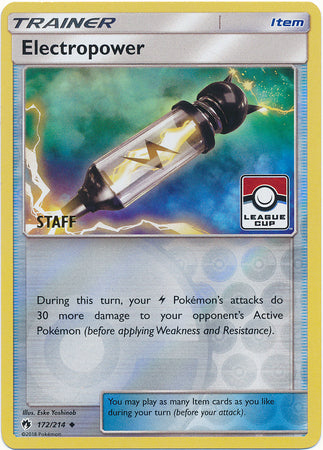 Electropower (172/214) (League Promo Staff) [Sun & Moon: Lost Thunder] | Mindsight Gaming