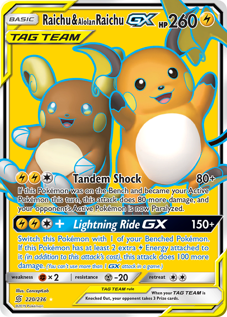 Raichu & Alolan Raichu GX (220/236) [Sun & Moon: Unified Minds] | Mindsight Gaming