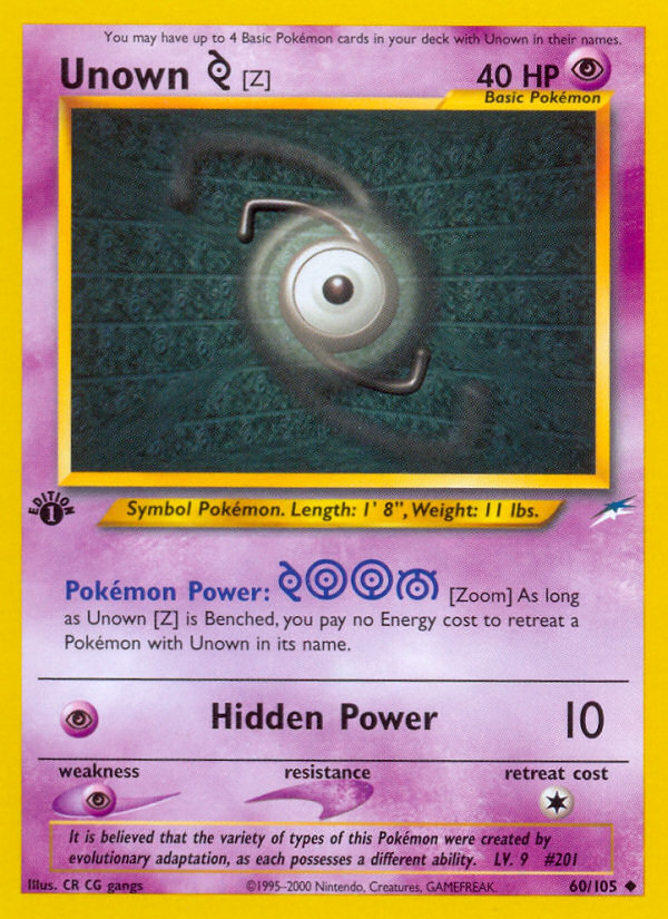 Unown [Z] (60/105) [Neo Destiny 1st Edition] | Mindsight Gaming